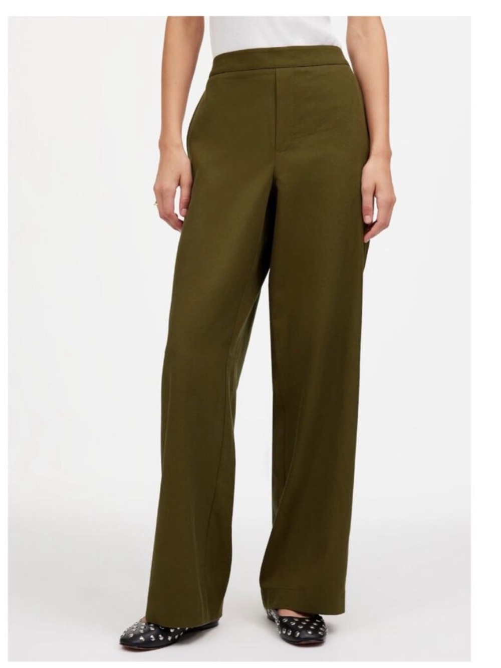 BOGO! Madewell Drapey Twill Wide Leg Trouser Pants in Olive Green Small